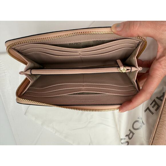 Michael Kors Handbag & Wallet Set Monogram Shiny Peach Tan Leather Gold Plate - Picture 16 of 16